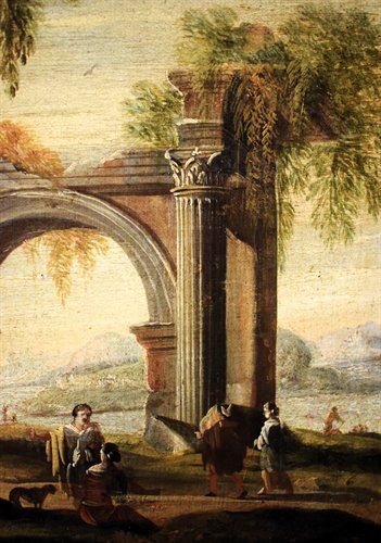 Paysage avec ruines architecturales